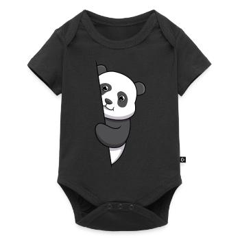 Panda bear looking out of the shirt / Funny, Cool - Baby Premium short-sleeve bodysuit - black - Front
