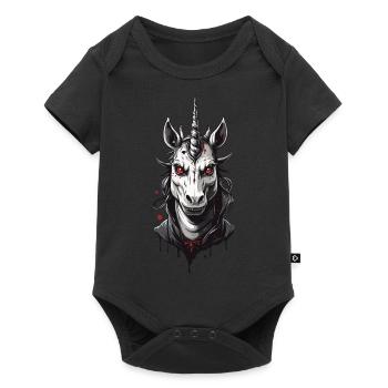Vampir Einhorn Der Halloween Einhörner Grusel - Baby Premium Kurzarmbody - Schwarz - Vorne