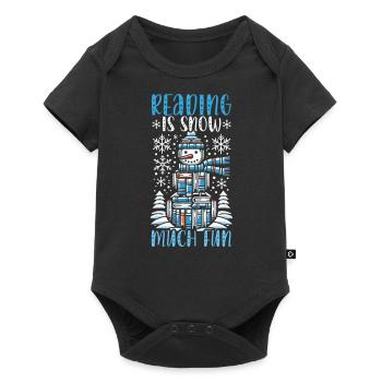 Lustiger Weihnachts-bücherwurm, Weihnachtsmann, - Baby Premium Kurzarmbody - Schwarz - Vorne