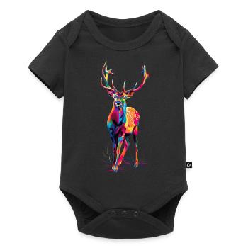 Reh - Baby Premium Kurzarmbody - Schwarz - Vorne