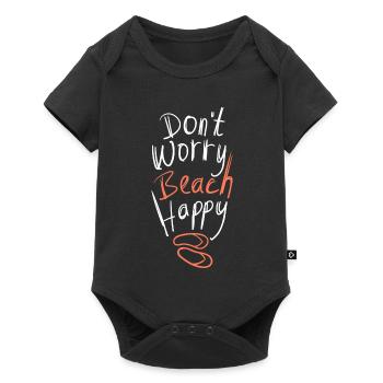 Ne t’inquiète pas, plage, joyeuse déclaration d’été - Body à manches courtes Premium Bébé - noir - Devant