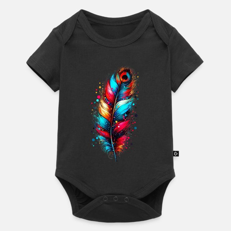 Feder - Baby Premium Kurzarmbody - Schwarz