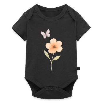 Aquarelles Fleur et Papillon - Body à manches courtes Premium Bébé - noir - Devant