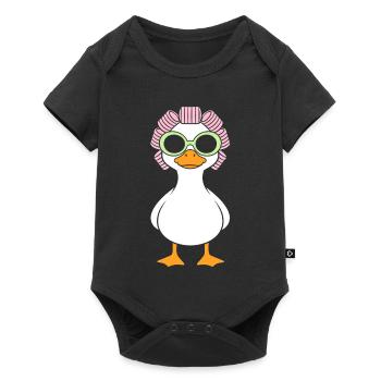 Canard glamour aux lunettes bouclées - Body à manches courtes Premium Bébé - noir - Devant