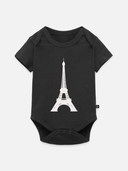 Eiffelturm Silhouette Druck - Baby Premium Kurzarmbody - Schwarz