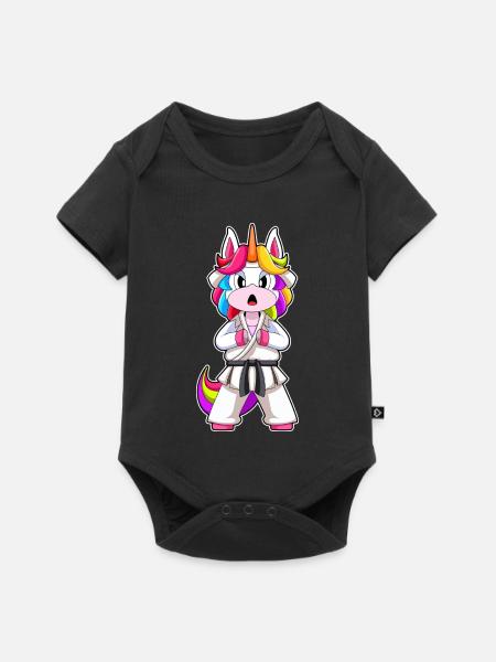 Einhorn Karate Kampfsport - Baby Premium Kurzarmbody - Schwarz