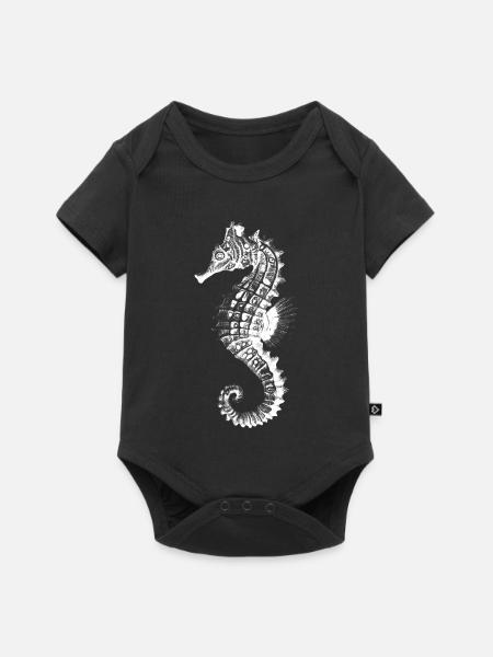 Seepferdchen Silhouette Nautik - Baby Premium Kurzarmbody - Schwarz