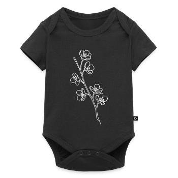 Silhouette botanique des fleurs de ligne - Body à manches courtes Premium Bébé - noir - Devant