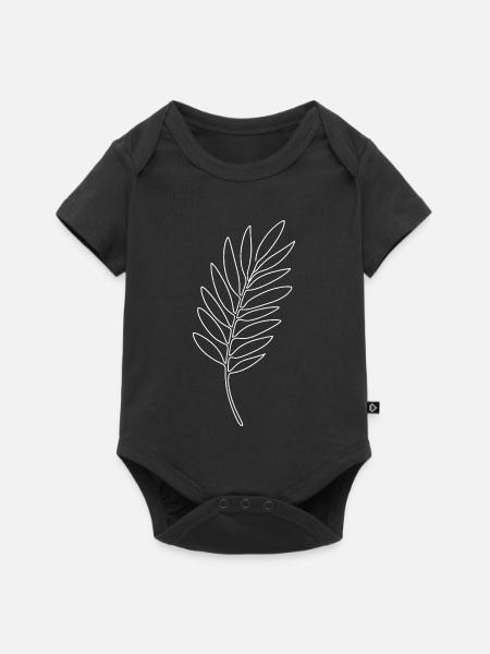 Blattlinien Weiß auf Schwarz - Baby Premium Kurzarmbody - Schwarz