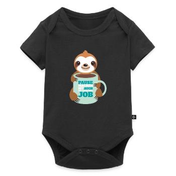 Pause lustig tier Arbeit Faultier chillen - Baby Premium Kurzarmbody - Schwarz - Vorne