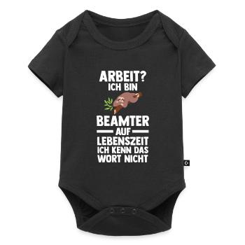 Beamter Faultier Staatsdiener Geschenk - Baby Premium Kurzarmbody - Schwarz - Vorne