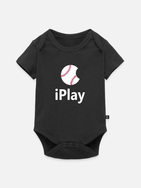 Baseball Logo "iPlay" - Baby Premium Kurzarmbody - Schwarz