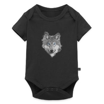 Wolf - Baby Premium Kurzarmbody - Schwarz - Vorne