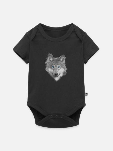 Wolf - Baby Premium Kurzarmbody - Schwarz