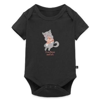 I Love Bacon And Cats Kitty Lover Gift - Baby Premium short-sleeve bodysuit - black - Front