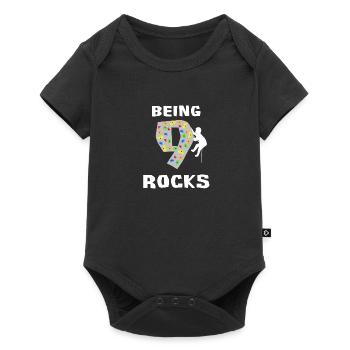 Being 9 Rocks - Rock Climbing 9th Birthday Gift - Baby Premium short-sleeve bodysuit - black - Front
