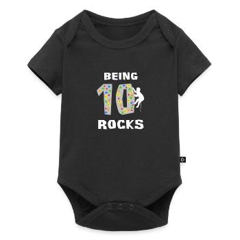 Being 10 Rocks, Kids Rock Climbing Shirt, Tenth - Baby Premium short-sleeve bodysuit - black - Front