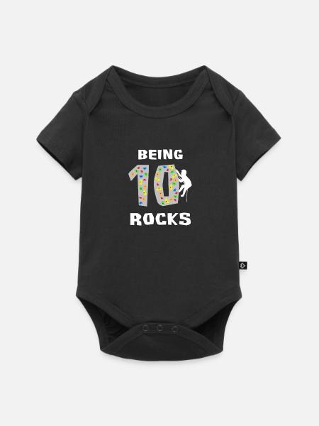 Being 10 Rocks, Kids Rock Climbing Shirt, Tenth - Baby Premium short-sleeve bodysuit - black