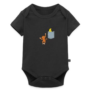 Monkey In A Pocket - Baby Premium Kurzarmbody - Schwarz - Vorne
