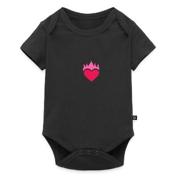 Coeur d'amour chaud flammes cadeau de la saint-valentin - Body à manches courtes Premium Bébé - noir - Devant