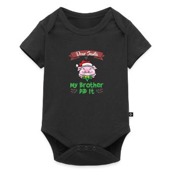 Cher Père Noël Mon frère l’a fait Frères et sœurs Noël - Body à manches courtes Premium Bébé - noir - Devant