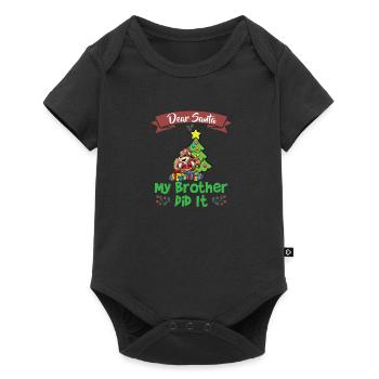 Cher Père Noël Mon frère l’a fait Frères et sœurs Noël - Body à manches courtes Premium Bébé - noir - Devant
