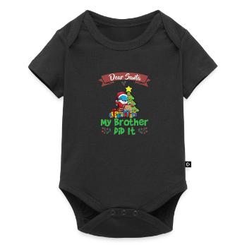 Cher Père Noël Mon frère l’a fait Frères et sœurs Noël - Body à manches courtes Premium Bébé - noir - Devant