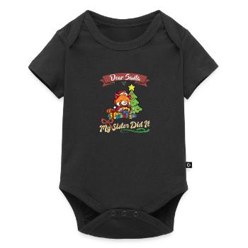 Cher Père Noël Ma soeur l'a fait Frères et sœurs Noël - Body à manches courtes Premium Bébé - noir - Devant