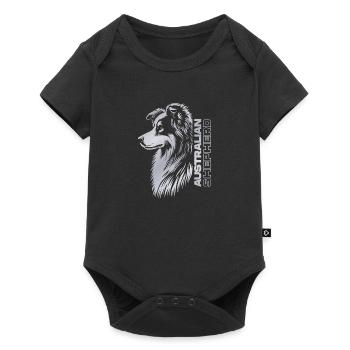 Australian Shepherd Portrait | Aussie head silver - Baby Premium short-sleeve bodysuit - black - Front