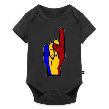 Romania flag number 1 used used - Baby Premium short-sleeve bodysuit - black - Front