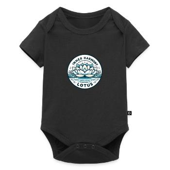 Inner Harmony Lotus - Heiteres Wasser- und Blumendesign - Baby Premium Kurzarmbody - Schwarz - Vorne