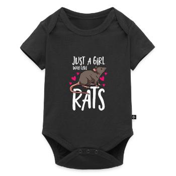 Just A Girl Who Loves Rats Ratte Nagetier - Baby Premium Kurzarmbody - Schwarz - Vorne
