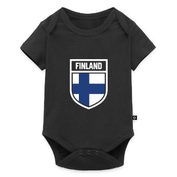 Finlande - Drapeau national dans les armoiries - Body à manches courtes Premium Bébé - noir - Devant