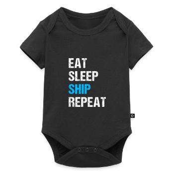 Eat Sleep Ship Repeat Sailor Skipper Captain Sailb - Baby Premium Kurzarmbody - Schwarz - Vorne