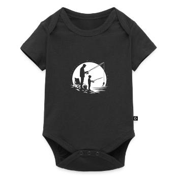 Pêcher avec papa et enfant - Body à manches courtes Premium Bébé - noir - Devant