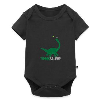 Tennissaurus Tennissaurier Tennis T-Rex Dino - Baby Premium Kurzarmbody - Schwarz - Vorne