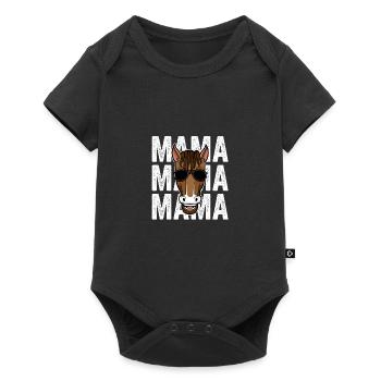 Reiten Mama Mutter Pferd - Baby Premium Kurzarmbody - Schwarz - Vorne