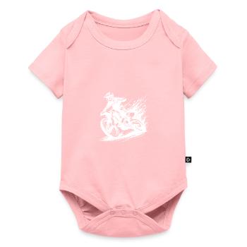 Motocross rider in the mud illustration Drawing - Baby Premium short-sleeve bodysuit - rose - Front