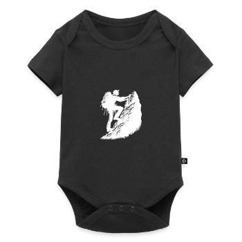 Man climbing on mountain top rocks - Baby Premium short-sleeve bodysuit - black - Front