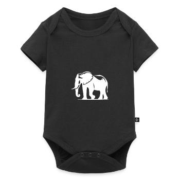 Large elephant silhouette with tusks - Baby Premium short-sleeve bodysuit - black - Front