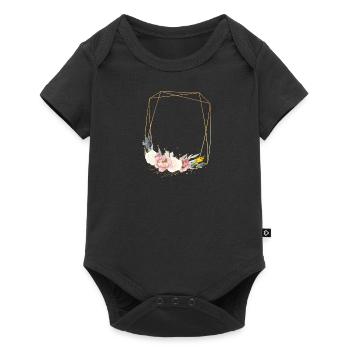 Blumen Geometrisch personalisierbar - Baby Premium Kurzarmbody - Schwarz - Vorne