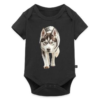 Sibirischer Husky - Baby Premium Kurzarmbody - Schwarz - Vorne