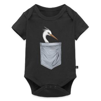 Reiher Vogel - Baby Premium Kurzarmbody - Schwarz - Vorne