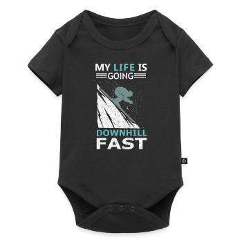 Mein Leben geht bergab Schnelles Skifahren Wintersport - Baby Premium Kurzarmbody - Schwarz - Vorne