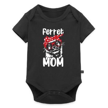 Frauen Frettchen Mama Rot Bandanna Lustiges Wiesel - Baby Premium Kurzarmbody - Schwarz - Vorne