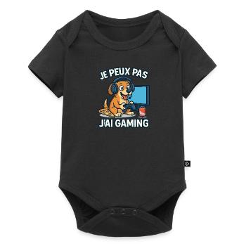Je peux pas j'ai gaming. Chien geek. - Body à manches courtes Premium Bébé - noir - Devant