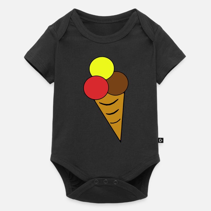 Eistüte Eiskreme Eiswaffel - Baby Premium Kurzarmbody - Schwarz