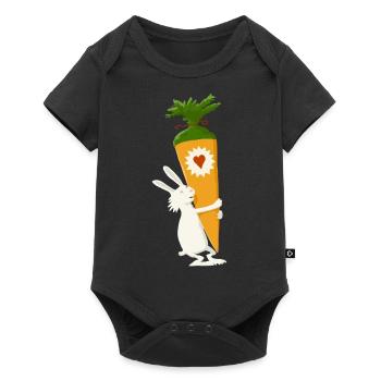 Hase mit Schultuete - Baby Premium Kurzarmbody - Schwarz - Vorne