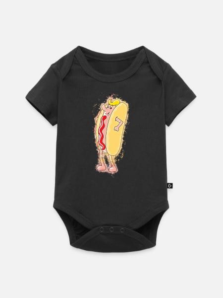 Hotdog Wurst hell glühend - Baby Premium Kurzarmbody - Schwarz