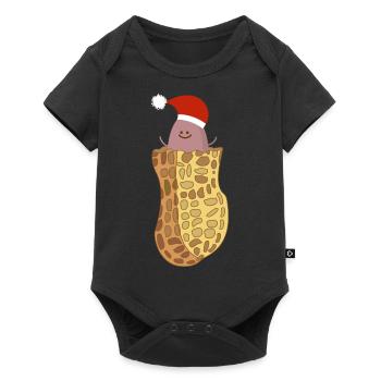 Baby Erdnuss als Weihnachtsmann - Baby Premium Kurzarmbody - Schwarz - Vorne